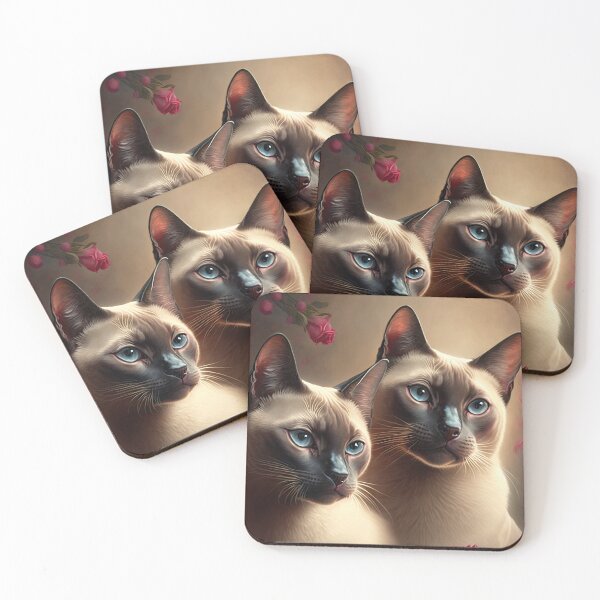 Item preview, Valentines Siamese Love Cats and Flowers 1 designed and sold by idreamaboutcats.