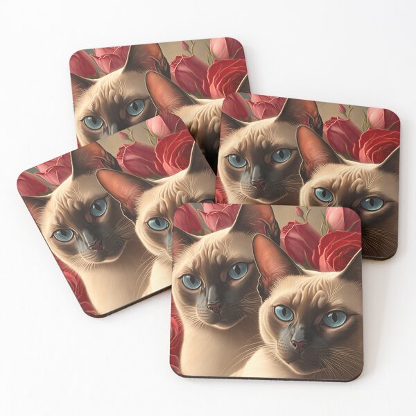 Item preview, Valentines Siamese Love Cats and Flowers 3 designed and sold by idreamaboutcats.