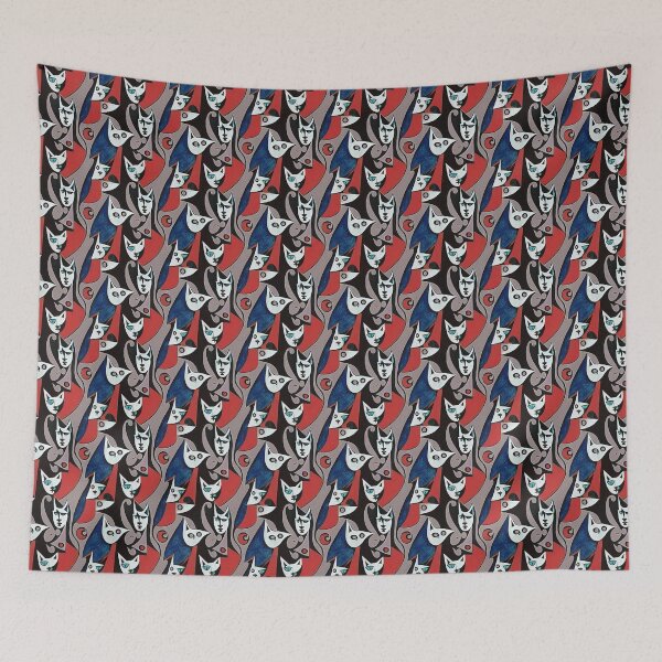 Item preview, White Cats - Modern Art Cat Faces - Cat designed and sold by FloralZoo.