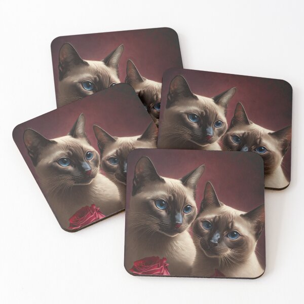 Item preview, Valentines Siamese Love Cats and Flowers 4 designed and sold by idreamaboutcats.