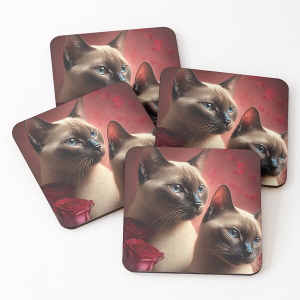 Item preview, Valentines Siamese Love Cats and Flowers 6 designed and sold by idreamaboutcats.
