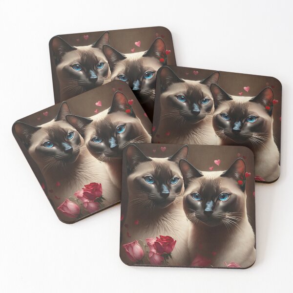 Item preview, Valentines Siamese Love Cats and Flowers 8 designed and sold by idreamaboutcats.