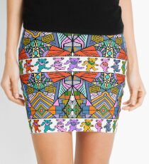 Grateful Dead Bears Trippy Pattern Vintage Colors Mini Skirt