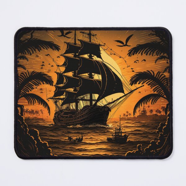 Item preview, Pirate ship in sunset designed and sold by Paintandgo.