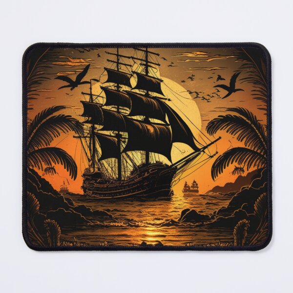 Item preview, Pirate ship in sunset designed and sold by Paintandgo.