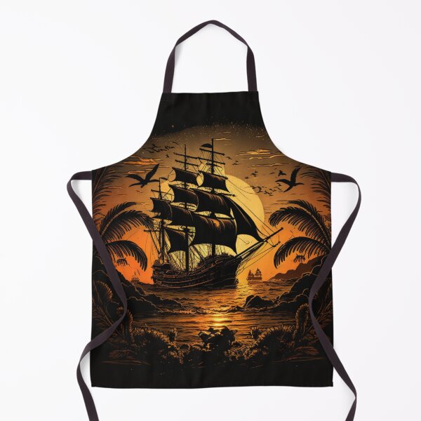 Item preview, Pirate ship in sunset designed and sold by Paintandgo.