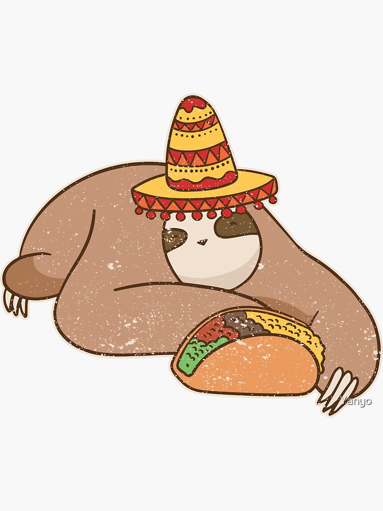 "Sloth eats taco Mexican Cinco de Mayo food" Sticker for Sale by Yanyo