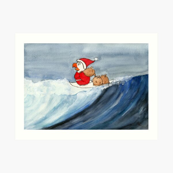 Nicolaus beim Surfen Kunstdruck