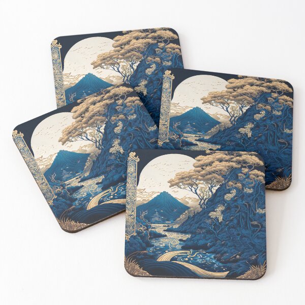 Item preview, Landscape  Chinese Japanese style Rinpa painting sticker designed and sold by PhiloSophyEye.
