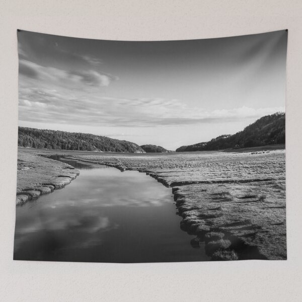 Item preview, Fjord Landscape In Sunset - Black & White designed and sold by Nicklas81.