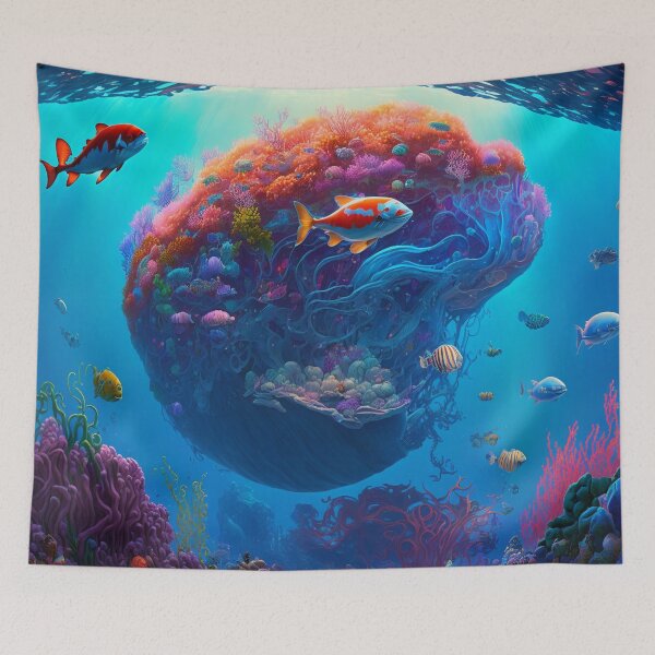 Artikelvorschau, Fantasy Water World Seascape Art 44 – Bunte Cartoon-Reise entworfen und verkauft von Sunchaser World.