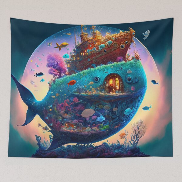 Artikelvorschau, Fantasy Water World Seascape Art 47 – Bunte Cartoon-Reise entworfen und verkauft von Sunchaser World.