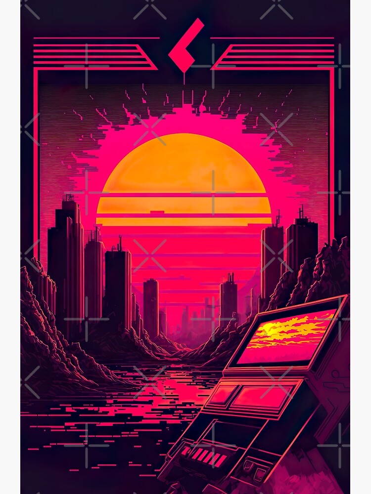 Retro-Futuristic Car Driving Through City Towards Synthwave Sun  Throw  Pillow for Sale by Nightarcade