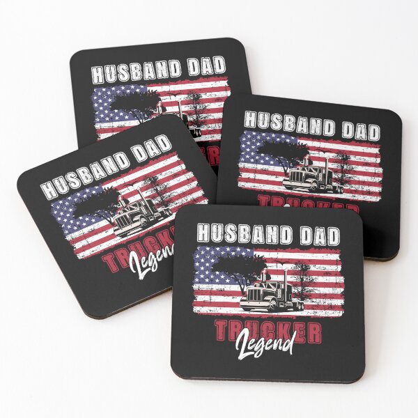 Item preview, 18 wheeler truck USA flag vintage, Husband Dad Trucker Legend designed and sold by HomeCoquette.