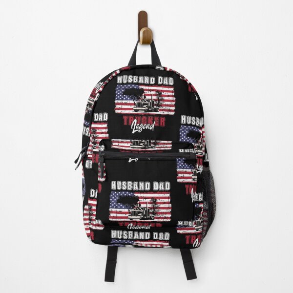 Item preview, 18 wheeler truck USA flag vintage, Husband Dad Trucker Legend designed and sold by HomeCoquette.