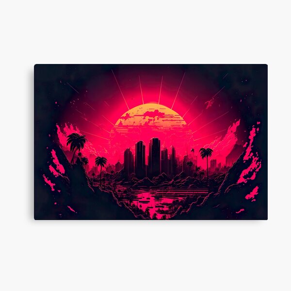 Item preview, Synthwave Sunrise City designed and sold by Nightarcade.