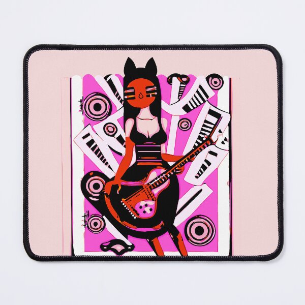 Item preview, "Cat-Eared Musician Strums on Guitar" designed and sold by FunnyShopGirl.