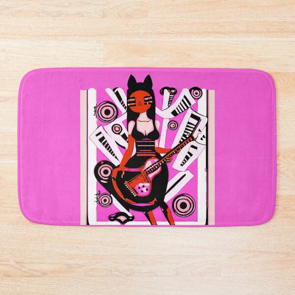 Item preview, "Cat-Eared Musician Strums on Guitar" designed and sold by FunnyShopGirl.
