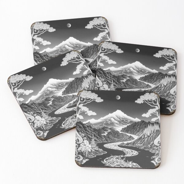 Item preview, Landscape  Chinese Japanese style Rinpa painting sticker designed and sold by PhiloSophyEye.