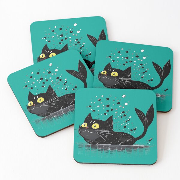 Item preview, Black Cat Dreams of Being a Mermaid designed and sold by KOTOdesign.