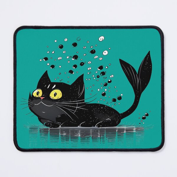 Item preview, Black Cat Dreams of Being a Mermaid designed and sold by KOTOdesign.