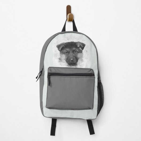 Item preview, Adorable Black & White German Shepherd Puppy Art designed and sold by TrendyArtPrints.