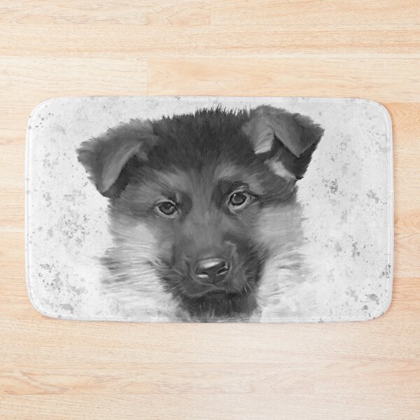 Item preview, Adorable Black & White German Shepherd Puppy Art designed and sold by TrendyArtPrints.