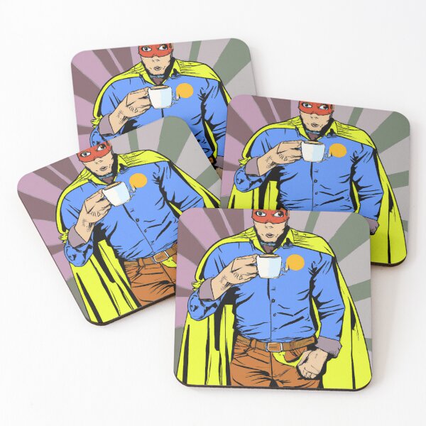 Item preview, Superhero drinks coffee abstract art comic design designed and sold by FRSquare.