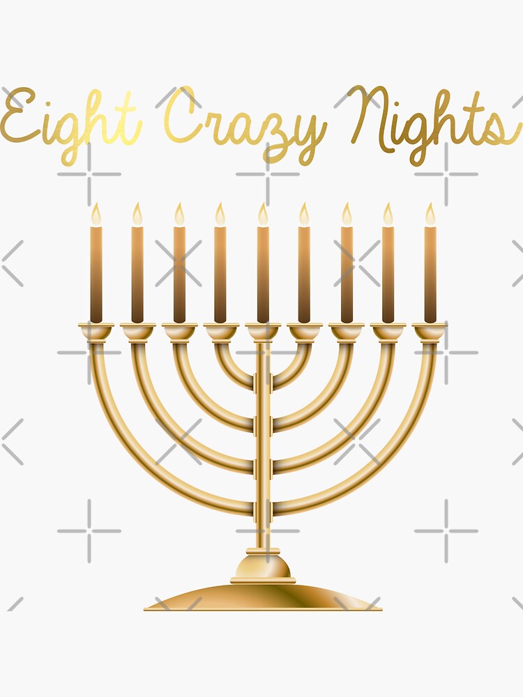 "Hanukkah Hebrew Calendar Gold Candles" Sticker for Sale by