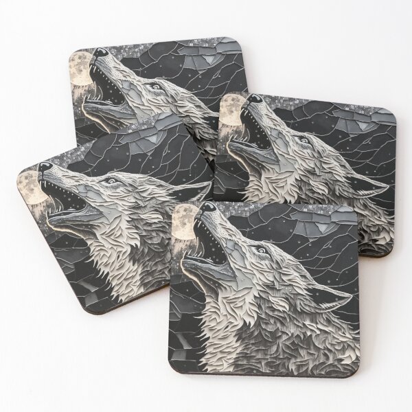 Artikelvorschau, Wolf am Nachthimmel zerbrochene Glaskunst entworfen und verkauft von Visual-wallart.