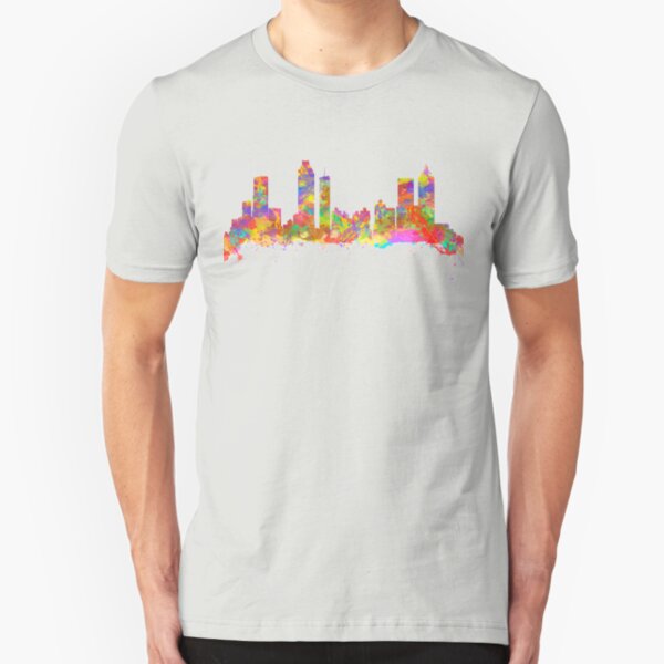 Watercolor art print of the skyline of Atlanta Georgia USA Slim Fit T-Shirt