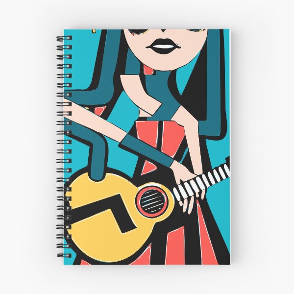 Item preview,  "The Orange-Dressed Guitarist Against a Blue Background" designed and sold by FunnyShopGirl.