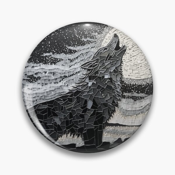 Item preview, Wolf at night sky broken tile glass art designed and sold by Visual-wallart.