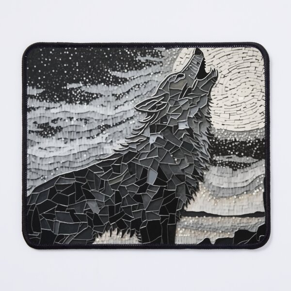 Artikelvorschau, Wolf am Nachthimmel Kachelglaskunst entworfen und verkauft von Visual-wallart.