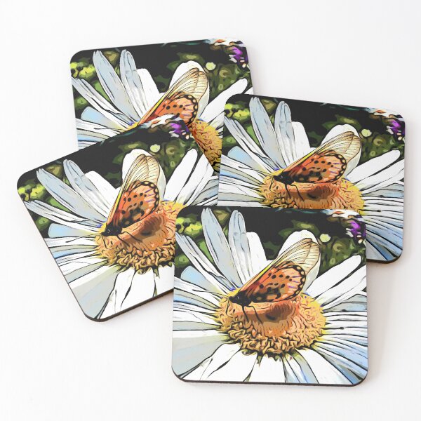 Item preview, Beautiful Butterfly on a White Daisy Flower Painting designed and sold by Reubens-Art.