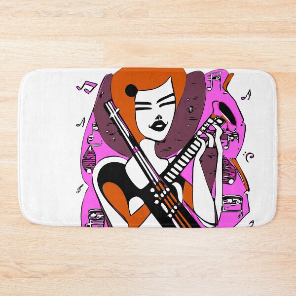 Item preview,  "The Violin-Playing Woman with a Fuchsia Pink Musical Background" designed and sold by FunnyShopGirl.