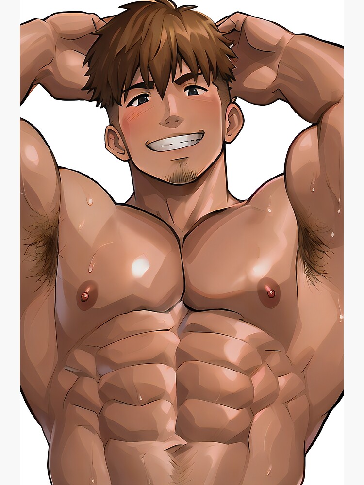 Muscular Anime Boy | Greeting Card