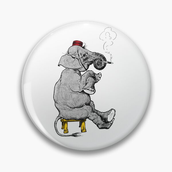 Item preview, smoking elephant cartoon (white) designed and sold by Madame Memento.