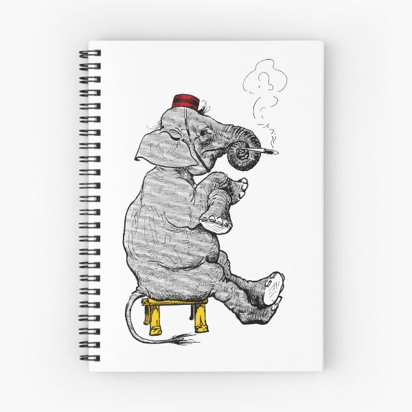 Item preview, smoking elephant cartoon (white) designed and sold by Madame Memento.
