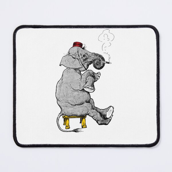 Item preview, smoking elephant cartoon (white) designed and sold by Madame Memento.