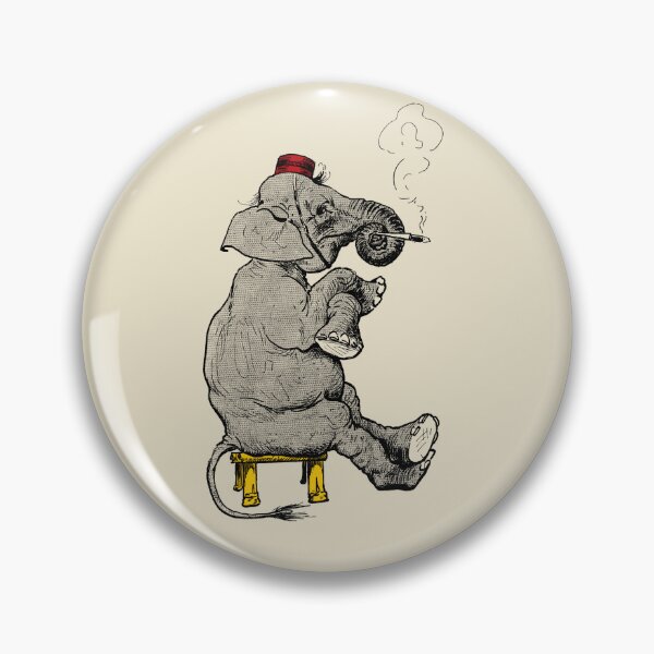 Item preview, smoking elephant cartoon (cream) designed and sold by Madame Memento.