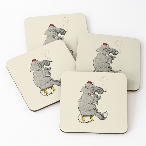 Item preview, smoking elephant cartoon (cream) designed and sold by Madame Memento.