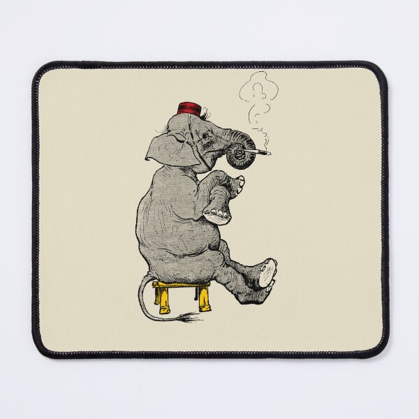 Item preview, smoking elephant cartoon (cream) designed and sold by Madame Memento.