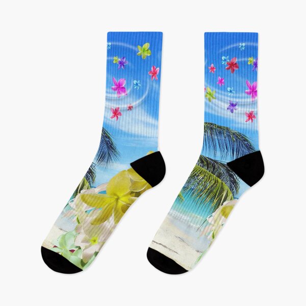 Item preview, Tropical Beach and Exotic Plumeria Flowers designed and sold by BluedarkArt.