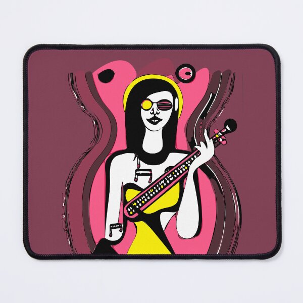 Item preview, "The Yellow-Dressed Electronic Piano Player with Round Glasses" designed and sold by FunnyShopGirl.