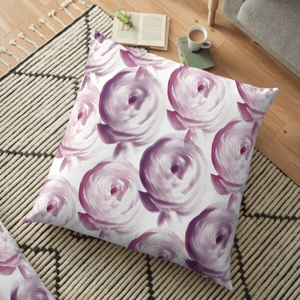 Pink and Purple Floral Print Floor Pillow