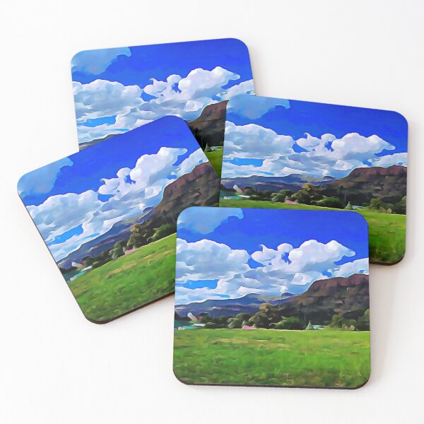 Item preview, Beautiful Blue skies and clouds over a Rural Mountain Painting designed and sold by Reubens-Art.