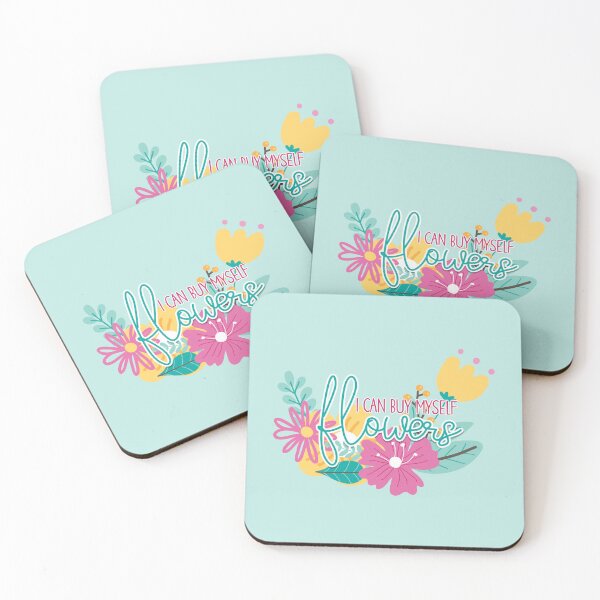 Item preview, I can buy myself flowers -pink, teal, yellow floral flowers designed and sold by ErinReneTaylor.