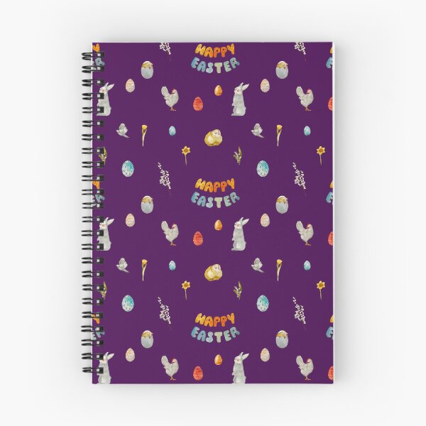 Item preview, Happy Easter title rabbit cute watercolor pattern violet designed and sold by Yana Mustafina | Boho Soulful Designs.