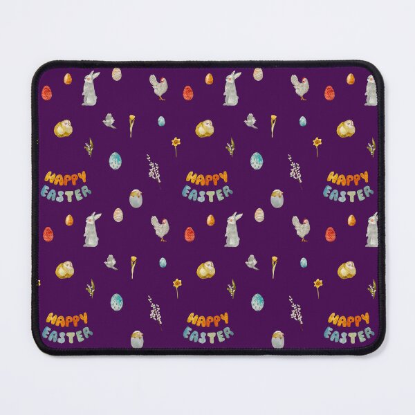 Item preview, Happy Easter title rabbit cute watercolor pattern violet designed and sold by Yana Mustafina | Boho Soulful Designs.